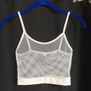 White Mesh Crop Top